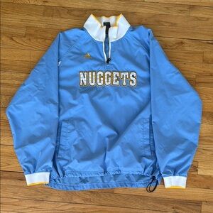 Adidas Blue and White Retro Windbreaker Jacket
